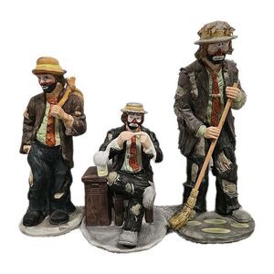 Emmett Kelly Jr Flambro Collection Bundle Of 3 Porcelain Clown Figurines